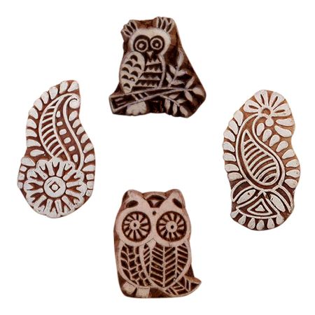 Set of 4 Piece New Mix Wooden Printing Blocks